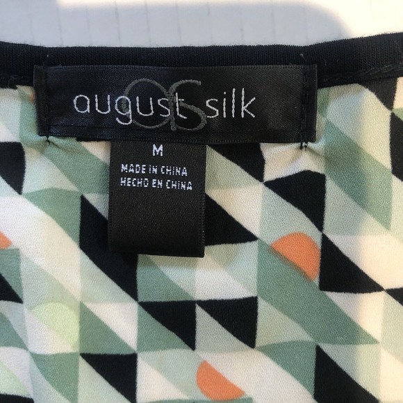 August silk black Green sleeveless tank blouse beaded neck design MED - Picture 9 of 13